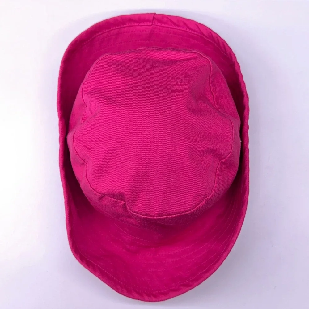 Vintage J Crew Hot Pink Cotton Bucket Hat Made in USA Safari Snap Brim Medium‎